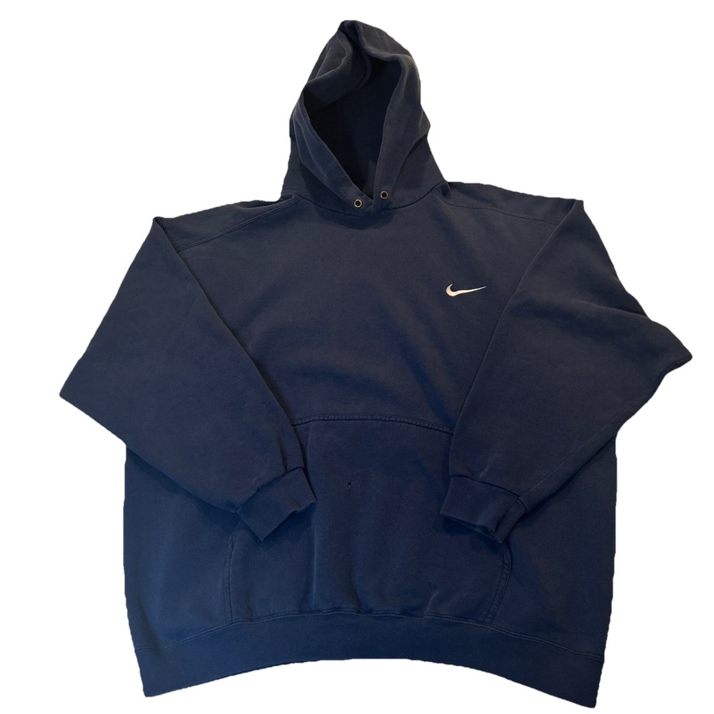 Nike Hoodie Mens XL Navy Blue Vintage Made in USA Embroidered Swoosh Pullover